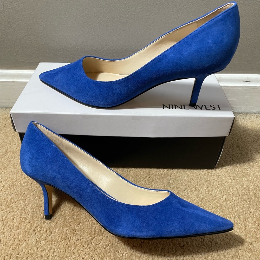 Nine West Royal Blue Suede Heels 8.5 - Picture 2 of 3